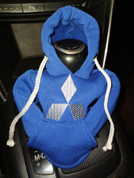 Чехол кофта Худи аксессуар на КПП Car Hoodie мицубиси Mitsubishi синий  подарок автомобилисту 10070