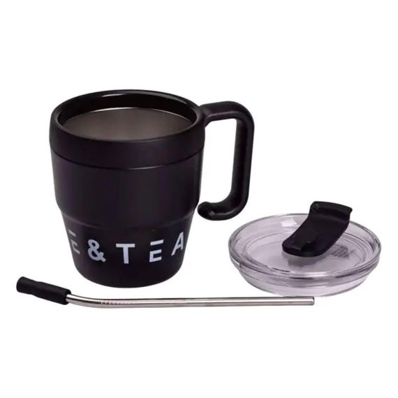 Термокружка Coffee & Tea с трубочкой черная HP-14-23B | Зображення 3