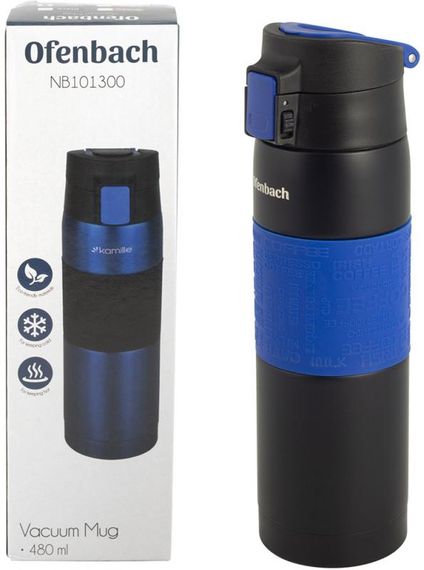 Термос-пляшка Ofenbach Elegance 480мл із силіконовою блакитною вставкою | Зображення 6