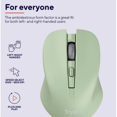 Мышка Trust Mydo Silent Wireless Green (25042) | Зображення 6
