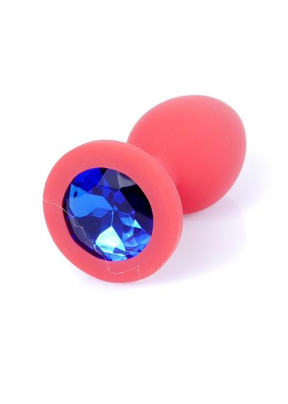 Анальна пробка - Jewellery Silicone Red Plug S Blue | Зображення 2