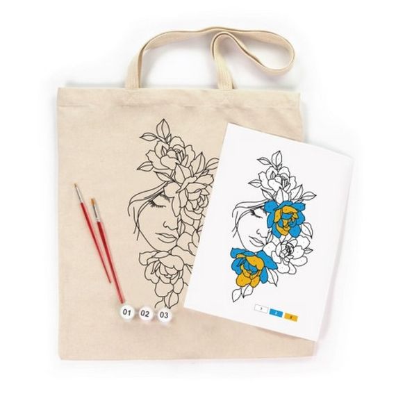Набор для творчества экосумка-раскраска "Цветы в волосах" N0003621, 38х42 см | Зображення 1