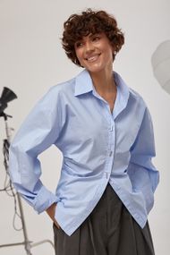 Класична однотонна сорочка з елегантними ґудзиками - блакитний цвет, ONE SIZE (є розміри)