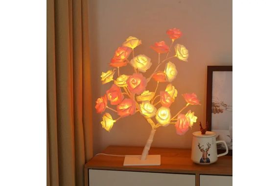 Розовая Настольная светодиодная лампа / Дерево Роза / Декоративная настольная лампа для дома | Зображення 2