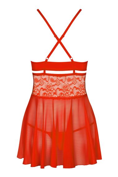 Бебі-дол Obsessive 838-BAB-3 babydoll & thong red L/XL | Зображення 3