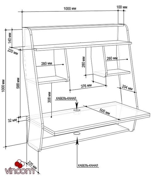Стол компьютерный навесной Comfy-Home AirTable-III | Зображення 6