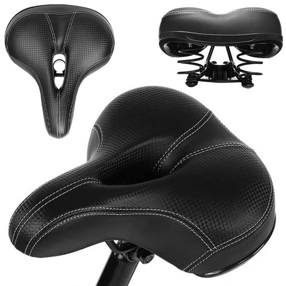 Сідло для велосипеда (25х19,5 см), з вентиляційним отвором / Велосипедне сідло з амортизацією