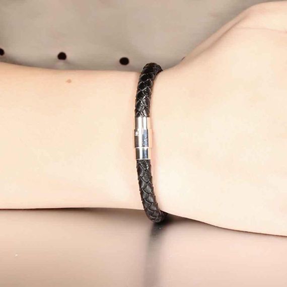 Мужской кожаный браслет Primo Collar с магнитной застежкой - Black | Зображення 4