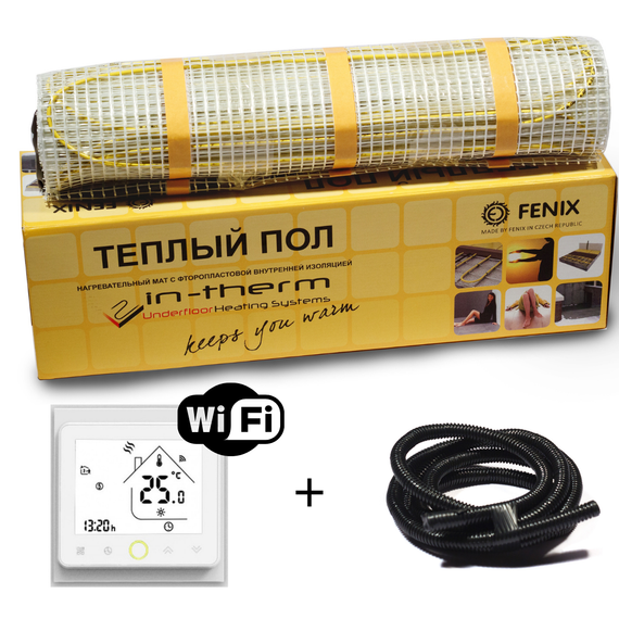 Тепла підлога комплект терморегулятор з Wi-Fi + нагрівальний мат in-therm 13,9 м2 (2790 Вт) | Зображення 1