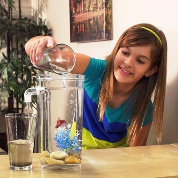 Самоочищающийся акриловый аквариум для рыбок My Fun Fish Мини-аквариум с краном для легкого очищения | Зображення 3