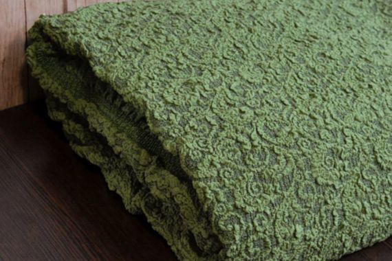 Жаккардовый чехол на угловой диван без юбки Зеленый | Зображення 2