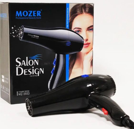 Фен Mozer MZ-5933 для сушіння укладання волосся електрофен Чорний | Зображення 1