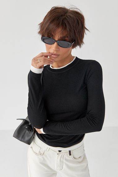 Двошаровий приталений лонг - чорний цвет, S (є розміри) | Зображення 4