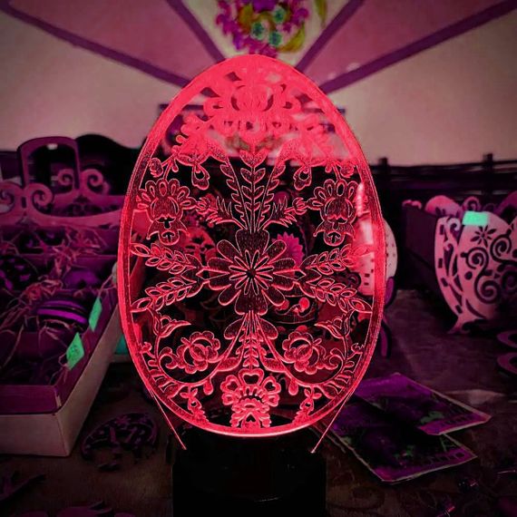 Акриловый светильник-ночник Пасхальное яйцо красный tty-n002279