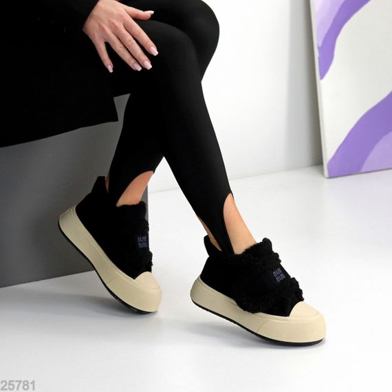 Спортивные замшевые черные зимние автоледи на липучке | Зображення 2