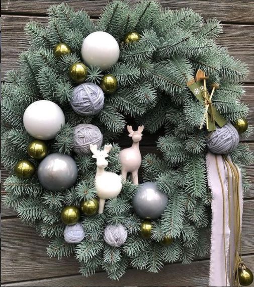 Вінок новорічний різдвяний Premium з литої хвої d-60 см блакитний | Зображення 1