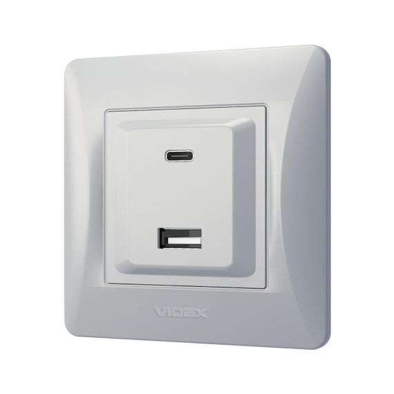 Розетка USB-A + USB-C PD20W срібний шовк VIDEX BINERA | Зображення 2