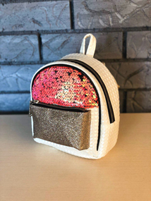 Рюкзак паєтки маленький світлий рожево-золотий