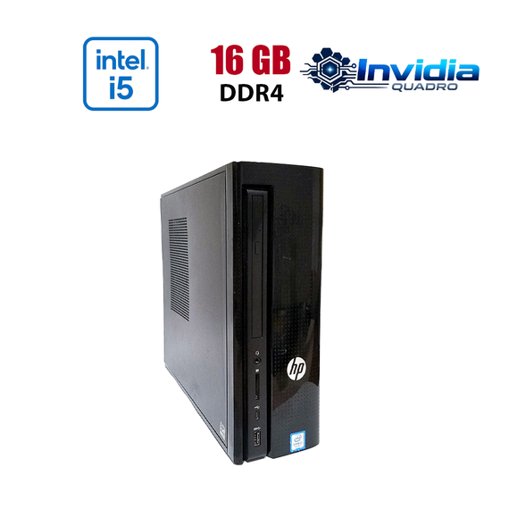 ПК HP Slimline 270-P043W SFF / Intel Core i5-7600 (4 ядра по 3.5 - 4.1 GHz) / 16 GB DDR4 / 512 GB SSD NVMe / nVidia Quadro P400, 2 GB GDDR5, 64-bit / Win 10 Lic б/в