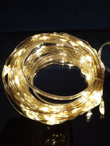 Гирлянда на батарейках (3шт АА) "светодиодные капли" 5м, 50LED, теплый белый цвет