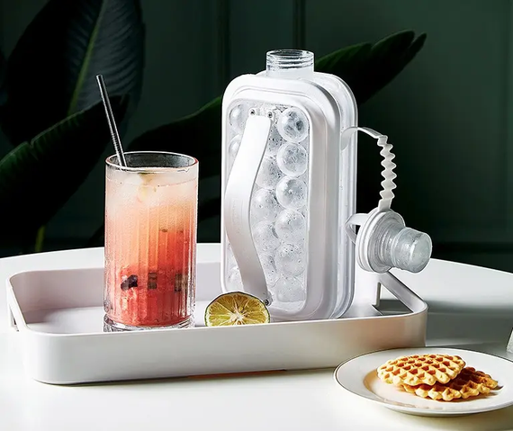 Портативна силіконова форма для льоду пляшка 2 в 1 ICE CUBE TRAY складана на 17 кульок | Зображення 2
