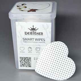 Безворсові серветки Designer (сердечка) в боксі (200шт) білі