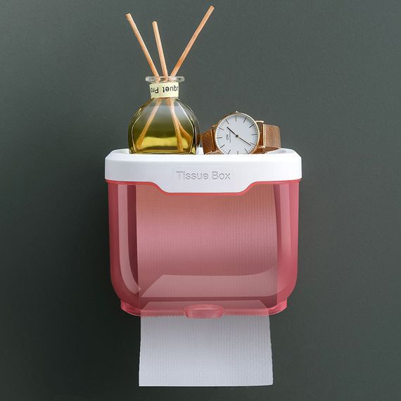 Пластиковий водонепроникний бокс - тримач туалетного паперу та серветок Tissue Box з поличкою для ванної кімнати | Зображення 2