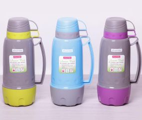 Термос Kamille Glass Pleasure 1800мл дзеркальна колба і 2 чашечки