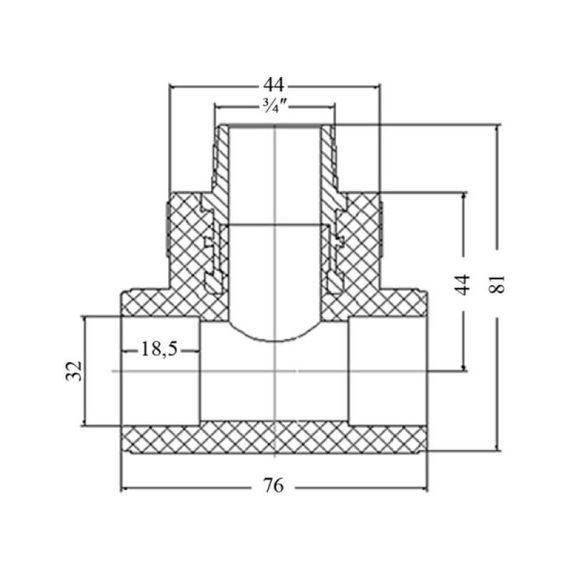 Трійник PPR Blue Ocean 32х3/4"х32 ЗР SD00009251 | Зображення 1