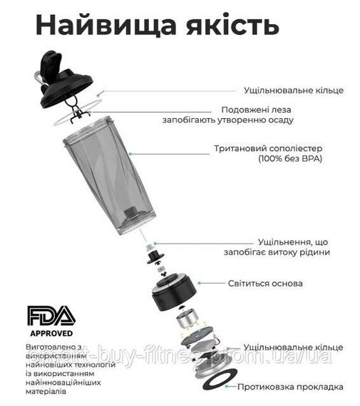 Шейкер спортивний електричний VOLTRX VortexBoost 600 мл Tritan Black (Vortex_Black) | Зображення 1