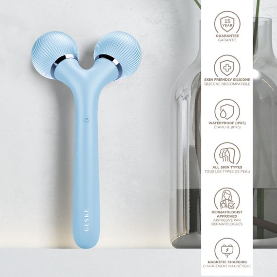 Електронний ультразвуковий ролик для обличчя та тіла GESKE Sonic Facial&Body Roller 4в1 aquamarine | Зображення 2