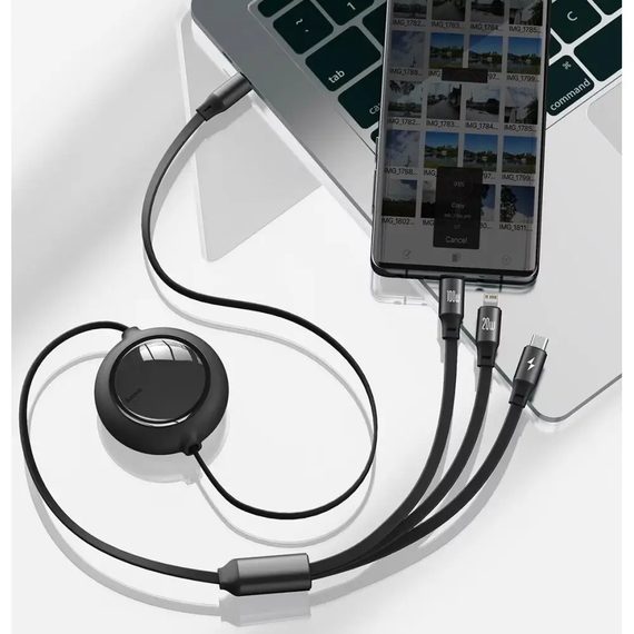 Кабель Baseus Bright Mirror Series II Retractable 3 in 1 Fast Charging Type-c to M+L+C 100 кабель 3 в 1 | Зображення 6