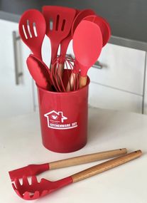 Набор кухонных предметов Silicone kitchen utensils set 12 предметов Красный