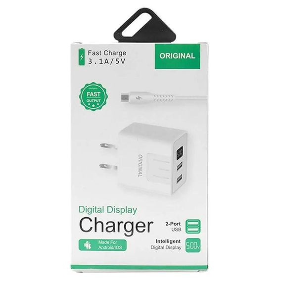 Зарядное устройство адаптер с LED дисплеем, 2 USB, 220В, QC03 5740/ Быстрая зарядка для телефона | Зображення 9