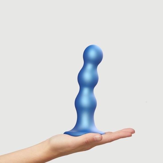 Насадка для страпона Strap-On-Me Dildo Plug Balls Blue Metallic L Sex Aura | Зображення 1