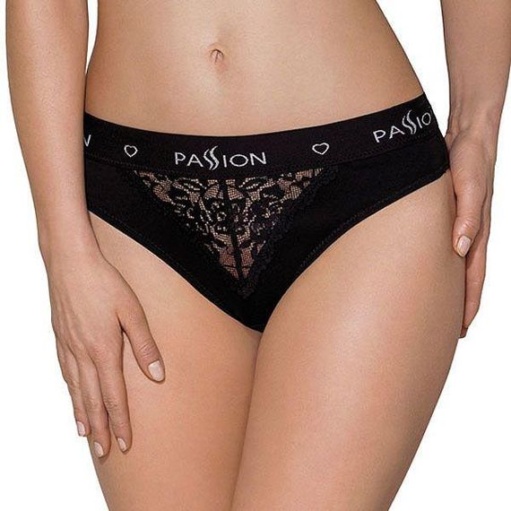 Трусики з широкою гумкою і мереживом Passion PS001 PANTIES S, black sexstyle