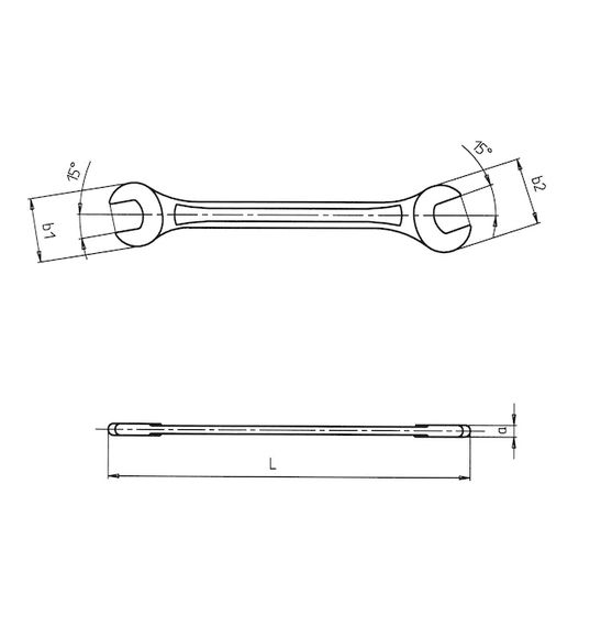 Ключ кутовий, двосторонній, ріжковий, WS25X28 | Зображення 1