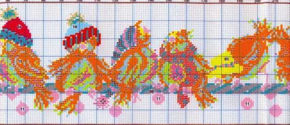 Набір для вишивання за нанесеною на канву схемою "Christmas birds 2".AIDA 14CT printed , 70*17 см | Зображення 4