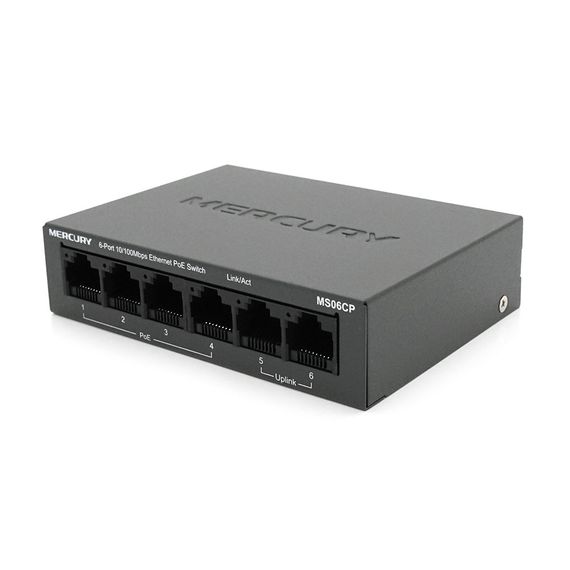 Коммутатор POE Mercury MS06CP с 4 портами POE + 2 порта UP-Link 100Мбит, Q20 | Зображення 1