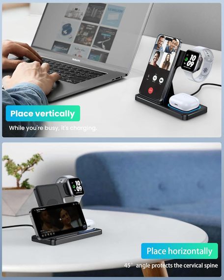 Беспроводное зарядное устройство для iPhone 16/15/14/13/12, беспроводная зарядная станция для устройств Apple, | Зображення 3