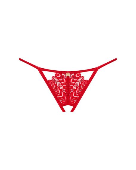 Трусики з доступом Obsessive Ingridia crotchless thong XS/S, червоні | Зображення 2