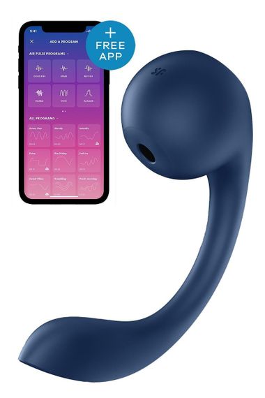 Вібратор для точки G і клітора Satisfyer Pro+ Wave 4 Connect App із застосунком, синій sexstyle
