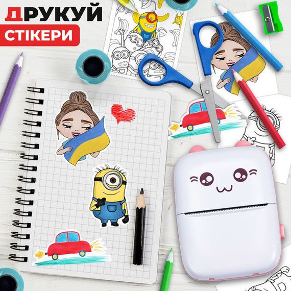 Портативний мініпринтер Jetix Mini printer з Bluetooth для термодруку без чорнила зі смартфона. Колір: рожевий | Зображення 6