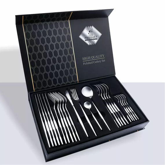 Набір столових приладів Kitchen Ware 24 шт. з нержавіючої сталі на 6 персон Silver