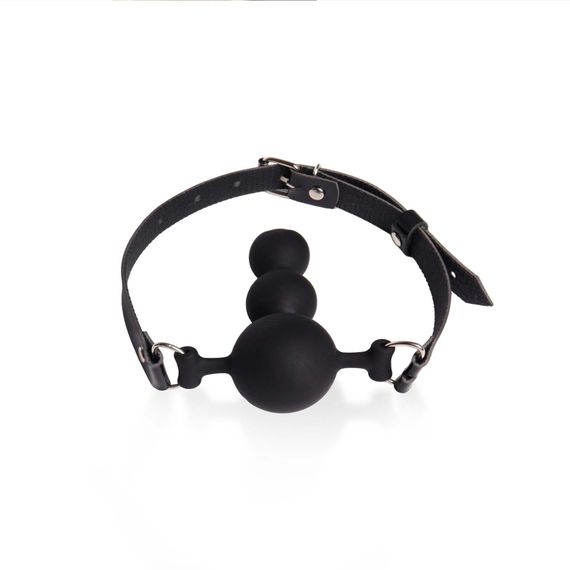 Кляп силіконовий Art of Sex - Balls, екошкіра, чорний