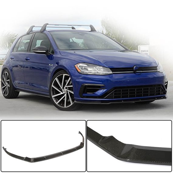 Накладка на передній бампер Lip V1 (для R/R-Line 2017-2020, Карбон) для Volkswagen Golf 7/E-Golf рр