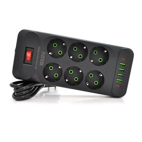 Мережевий фільтр Meilepai F33U, 6 розеток EU + 4 USB + 2 PD арт.31697