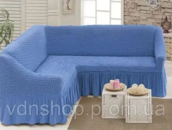 Фіолетовий Турецька накидка на кутовий диван з оборкою, натяжний чохол на диван | Зображення 4