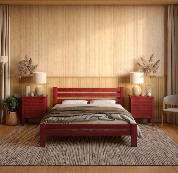 Двоспальне дерев&#039;яне ліжко Mebigrand Прем&#039;єра Махонь 160х190 см (MBG-2775)