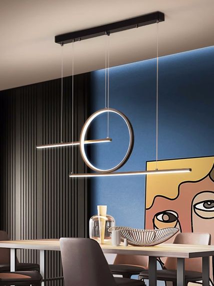 Люстра світлодіодна підвісна LED світильник для квартири на стелю лед 27160 Чорний 35-150х5х70 см. | Зображення 6